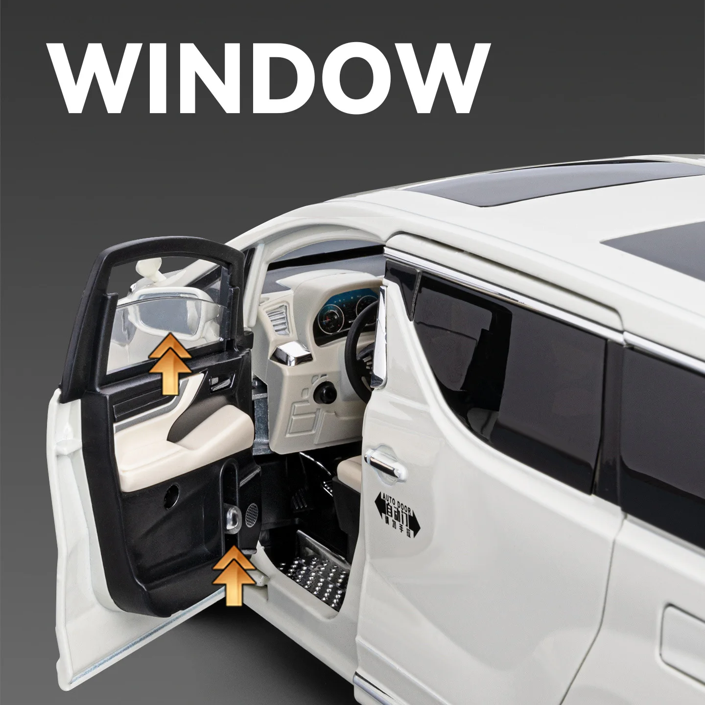 1:18 Vellfire MPV التلقائي باب سبيكة سيارة نموذج الصوت والضوء التراجع لعبة الأطفال المقتنيات هدية عيد ميلاد