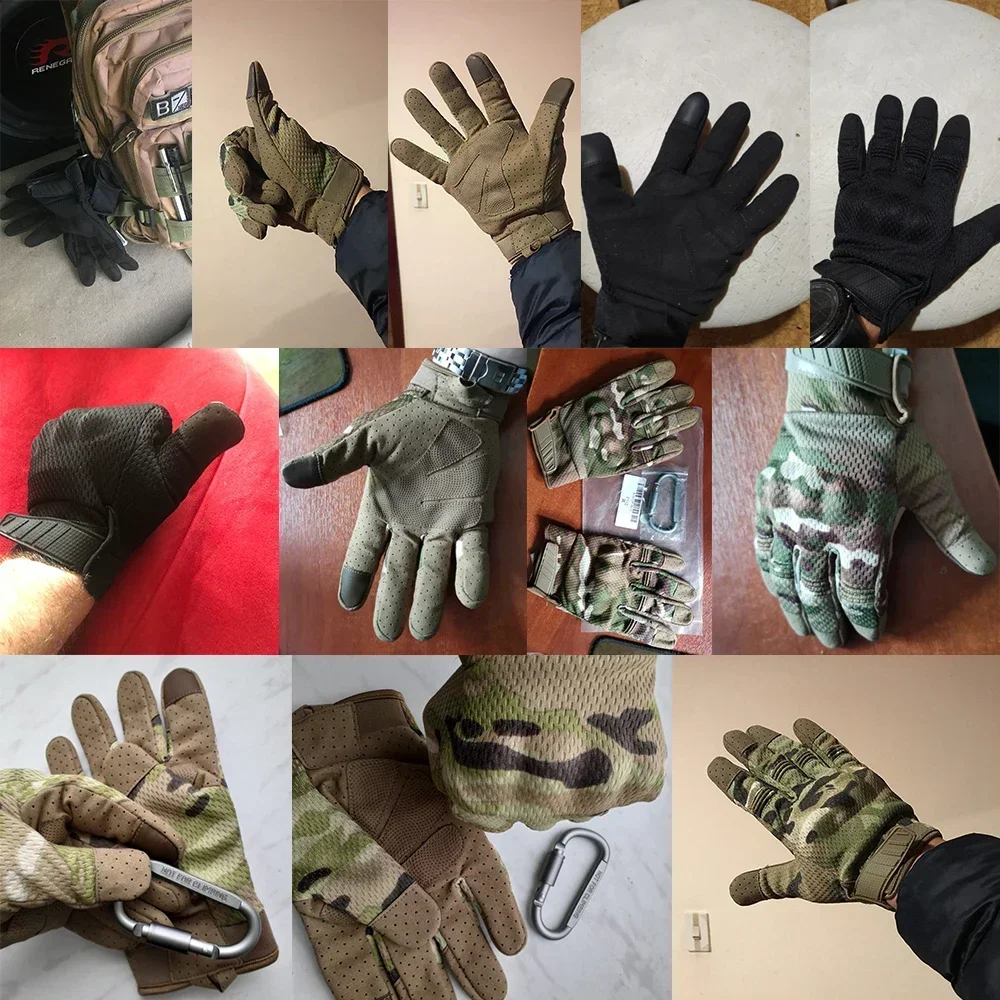 Guantes tácticos de pantalla táctil de camuflaje para caza al aire libre, tiro, deportes, ciclismo, combate, Airsoft, senderismo, Camping,