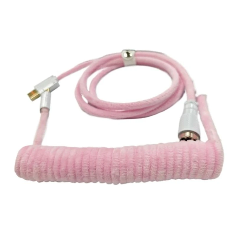 R53C Coiled Mechanical Keyboard Cable, USB C to A, 1.5M, with Metal Aviation Connector for Efficient