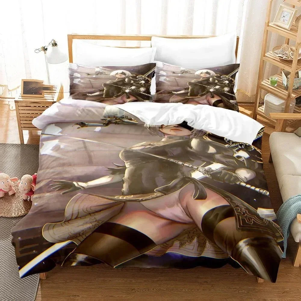 

Game NieR Automata YoRHa No.2 Type B 2B Printed Bed Set Duvet Cover Pillowcase Bedding Set Bed Linen Sheet Quilt Cover Full Size