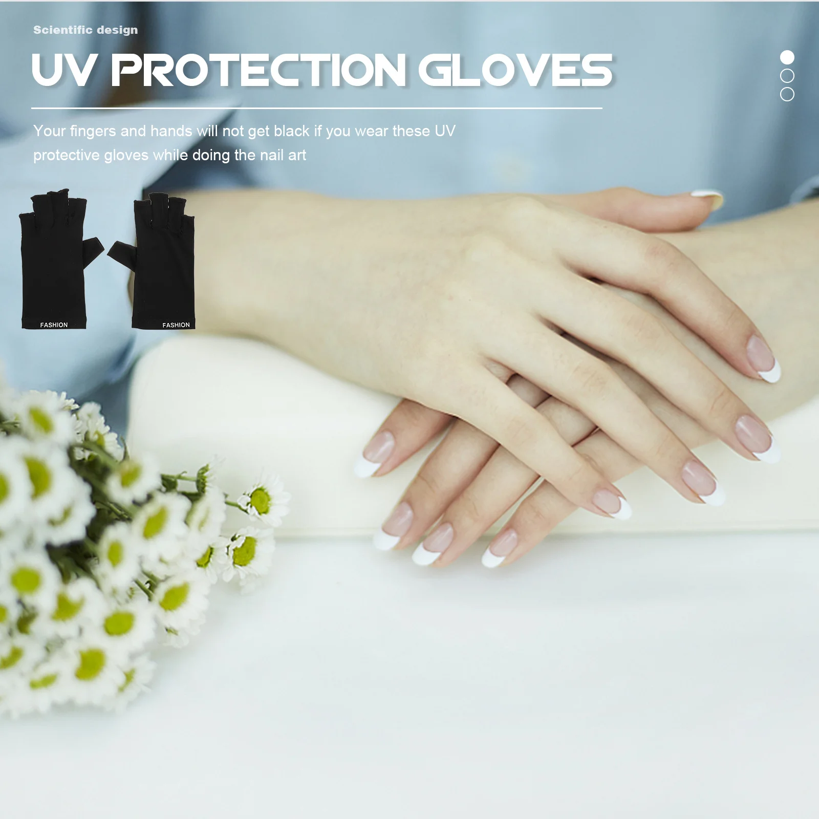 

1Pair Uv Protection Manicure Gloves Soft Flexible Lightweight Anti-Uv Nail Art Hand Covers for Women Salon Supply Accessory