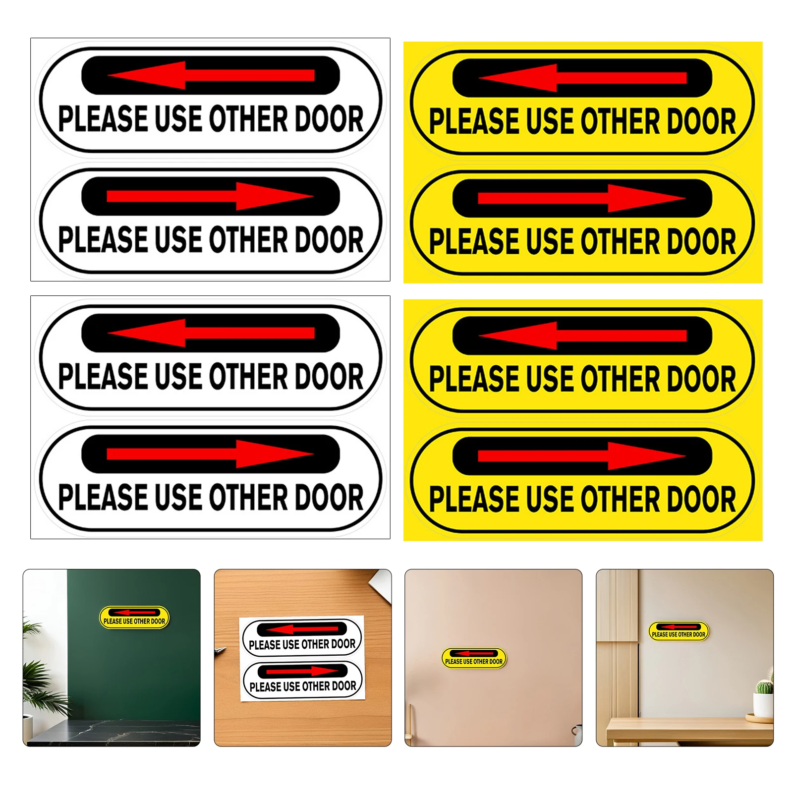 

8pcs Use Other Door Sign Self-Adhesive Please Use Other Door Sticker - Left Right Arrow Entrance Decal Sign For Home Office