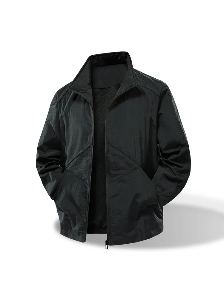 

Men's Outdoor Waterproof Casual Workwear Spring Autumn New Elastic Waterproof Stand Collar Coat Outerwear