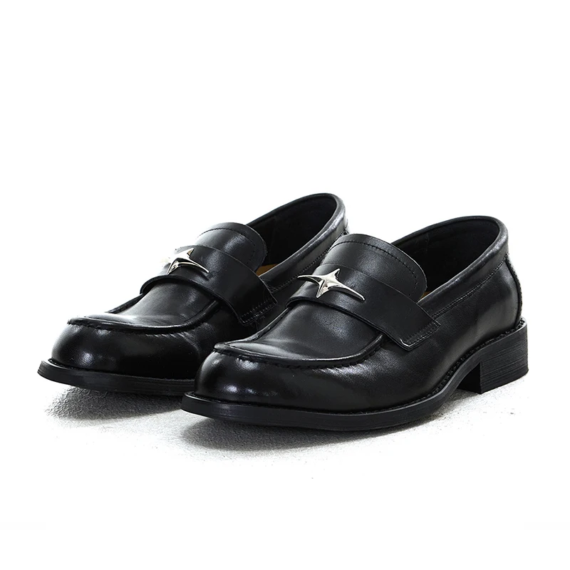 

New Star Design Loafers Shoes Men's Head Layer Cowhide Slip in Casual Leather Shoes for Work Commuting Dress Shoes