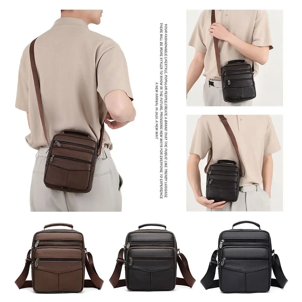 

Мужская сумка из натуральной кожи, маленькая, с плечевым ремнем, из натуральной кожи, с отделением для планшета, в стиле мессенджер