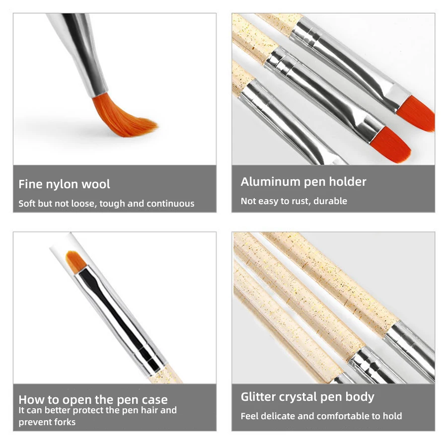 12個入りUVジェルネイルアートブラシセット - アクリル、ジェルポリッシュ、DIYマニキュアデザイン用の7本のネイルブラシ+5本の両端が使えるドットツール