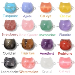 14X16MM Cat Head Beads Natural Cute Stone Bead Charm Pendant For Jewelry Making Diy Necklac Bracelet Accessory Wholesale