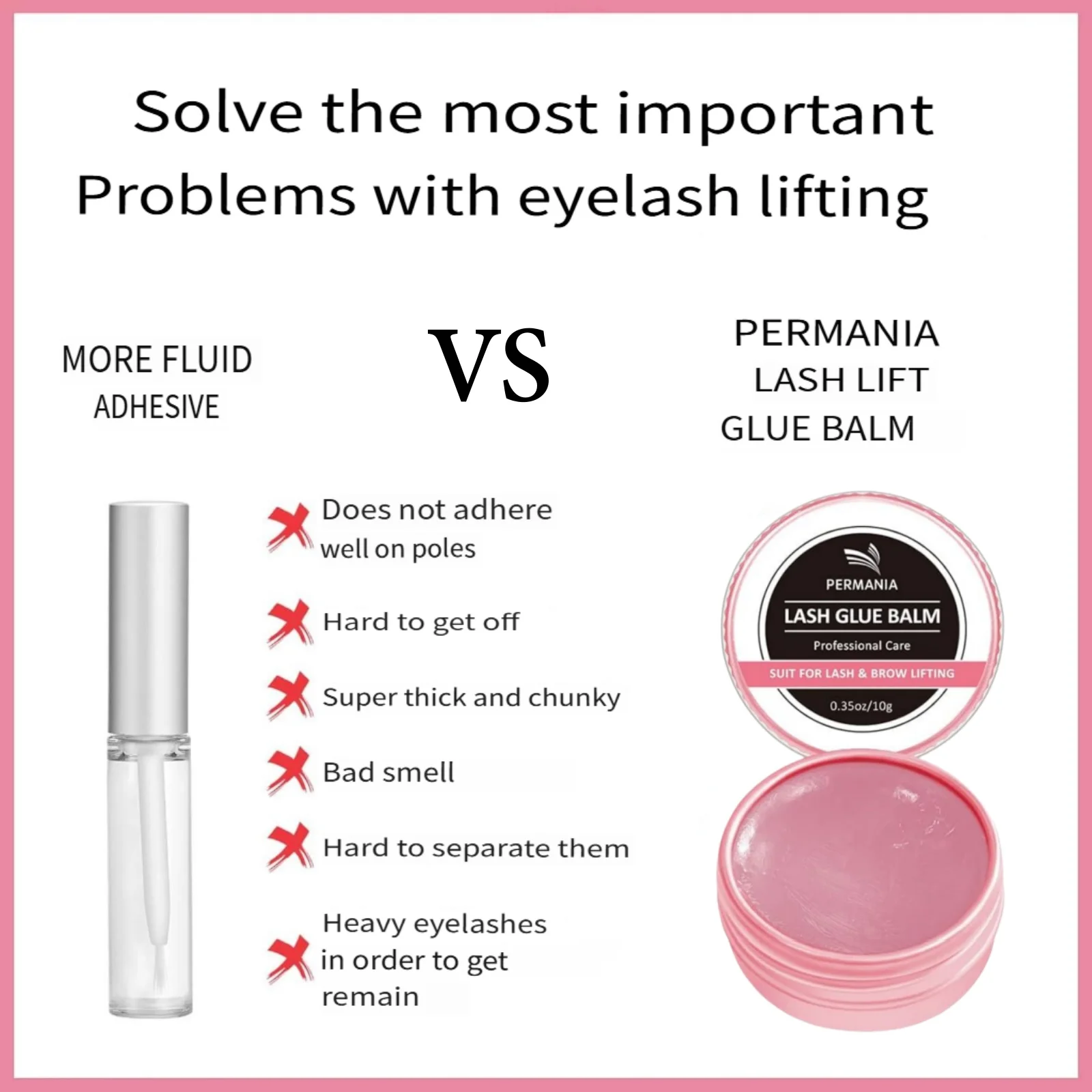 PERMANIA Lash Lift Glue Lash Lift Glue Balm Rose Scent Fast Drying Eyelash Adhesive Balm for Eyelash Perming and Brow Lamination