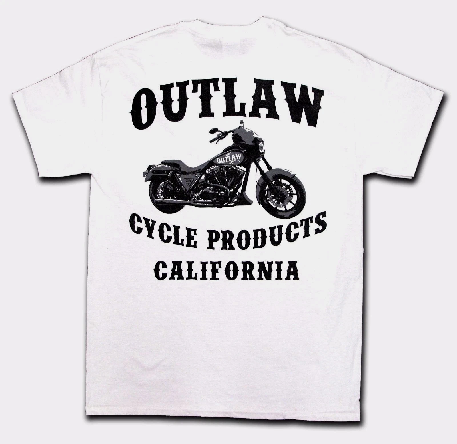 

OUTLAW CYCLE PRODUCTS NEW LOGO BIKER T-SHIRT WHITE SHORT SLEEVE MOTORCYCLE TEE