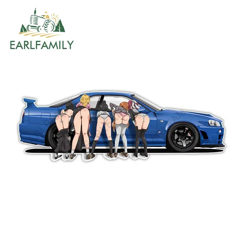 EARLFAMILY 13cm x 4.4cm for NSFW Anime Hentai Caravan Car Sticker Waterproof Decal Peek Auto Windows Vinyl Car Accessories JDM