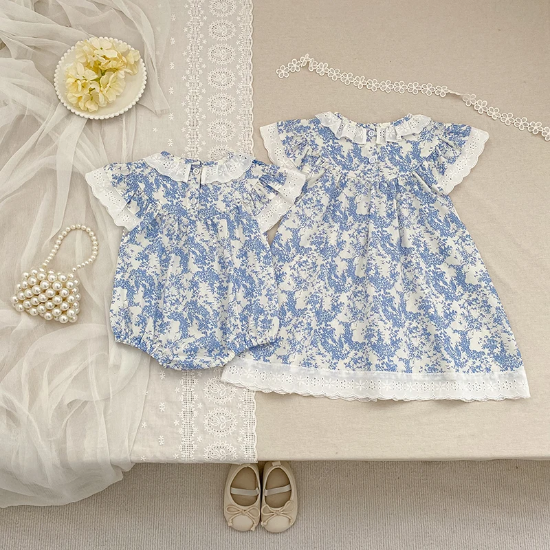 2026 Neuer Sommer Neugeborenen Baby Mädchen Strampler 0-24M Baby Mädchen Flatterärmel Baumwolle Mädchen Blumen Wickel-Baby-Mädchen-Strampler – Detail 16