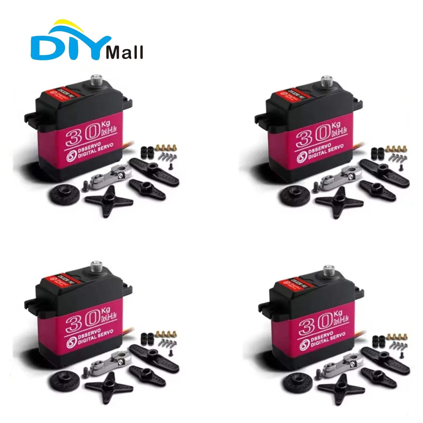 RoRuS4Pcs 30KG Digital  DS3230PRO Stainless Steel Gear IP66 Waterproof 6V High Torque For RC Car Robot Arm