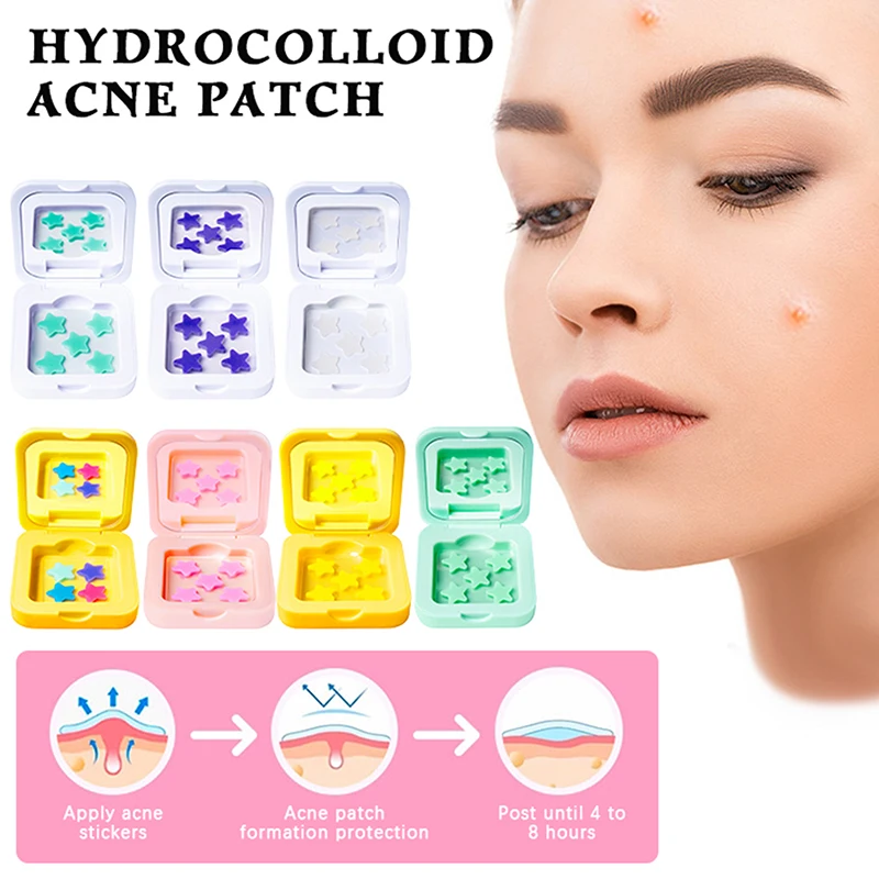 1Box Hydrokolloid Akne Patch Verblassen Reparatur Unsichtbare Akne Entfernung Aufkleber Concealer Make-Up-Tool Stern Mit Spiegel