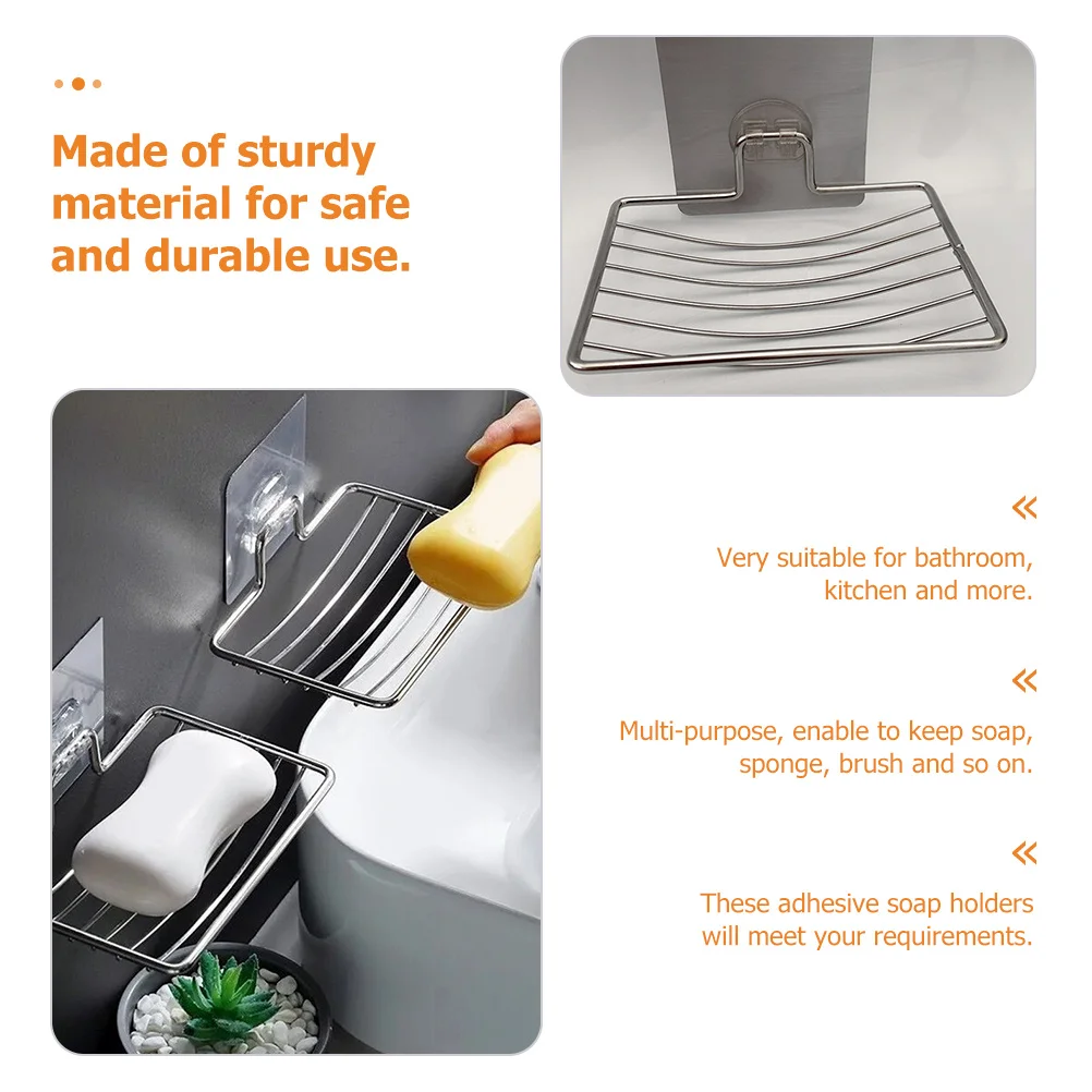 

2pcs Stainless For Shower Dish Holder Wall Mount Soap Holders Bar Soap Dish Kitchen Bathroom Storage Drainable