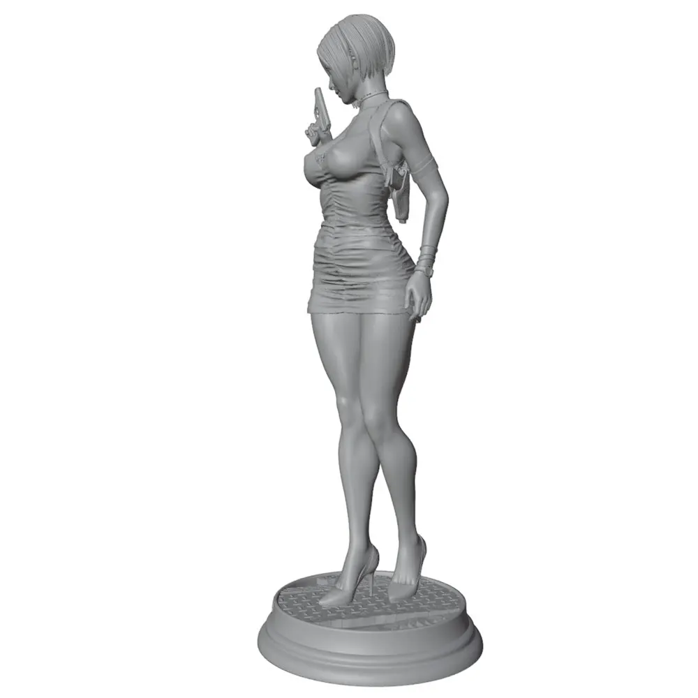 1/24 75mm Sexy Female Warrior Elegant Short-Haired Girl Resin Model Kit Gk Miniature 3D Printed Gray Model Figure DIY Doll Model Collection Unassembled Unpainted