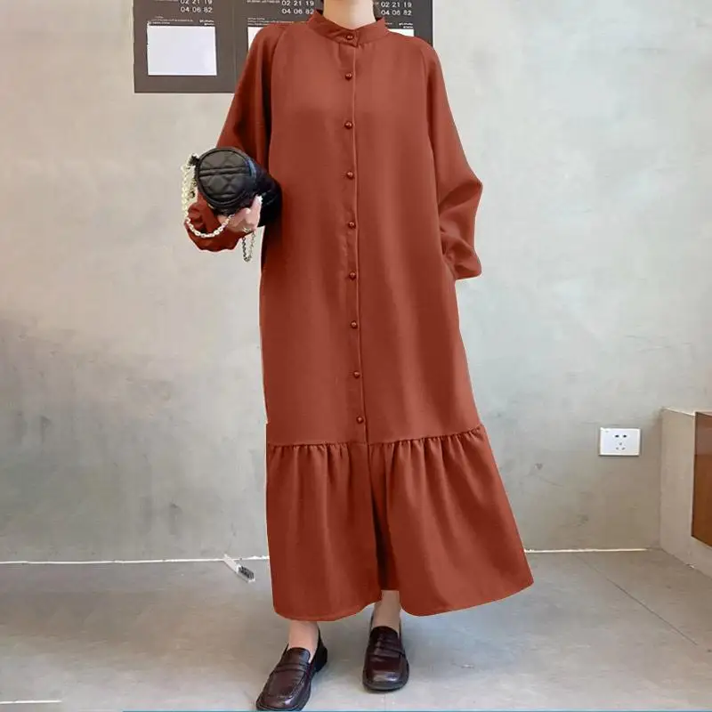 Femmes longue Sve t-shirt Ktan Dr décontracté taille ample Polyester Fiber basique Sle printemps automne hiver porter