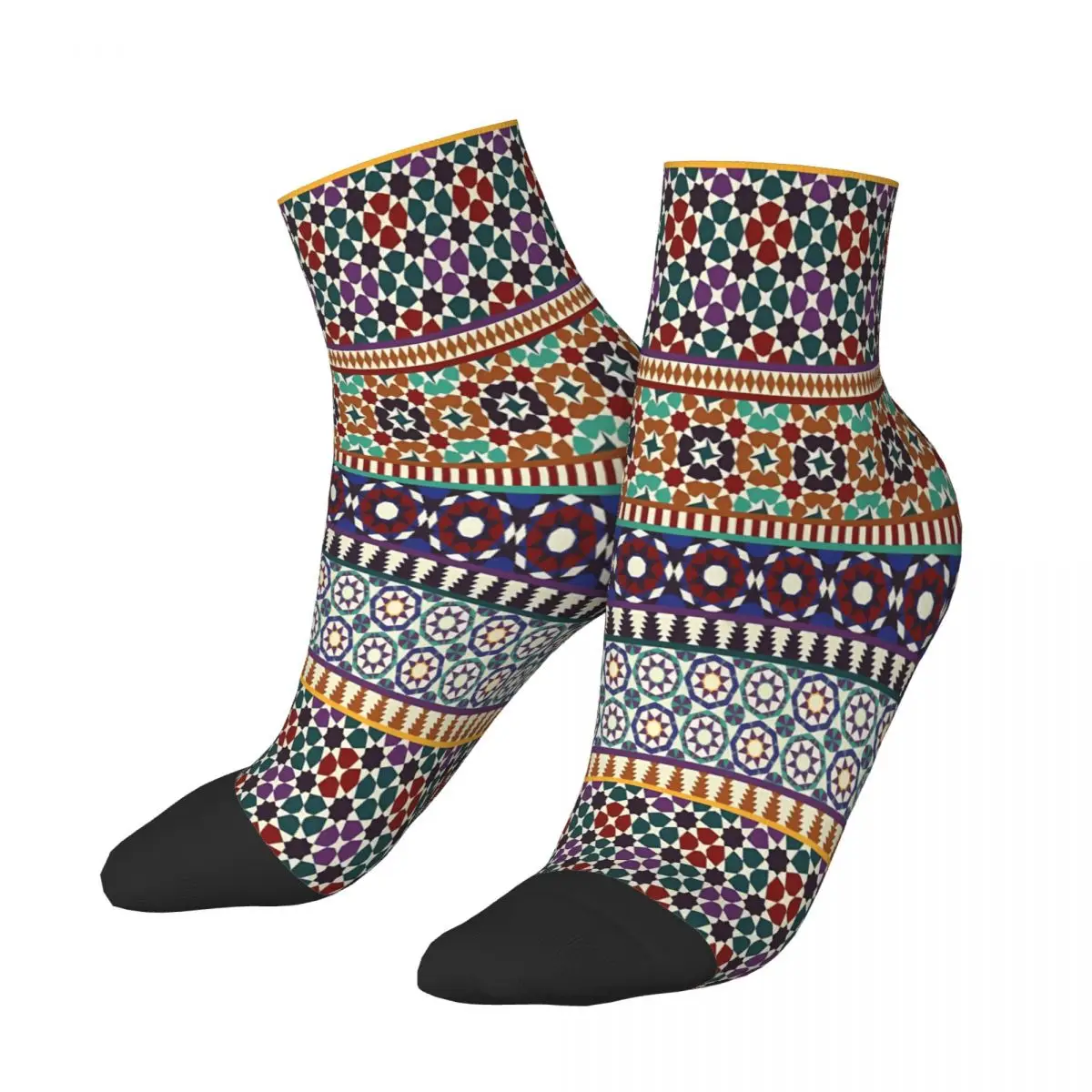 Alhambra Tessellations Red, Blue And Purple Ankle Socks Male Mens Women Autumn Stockings Printed