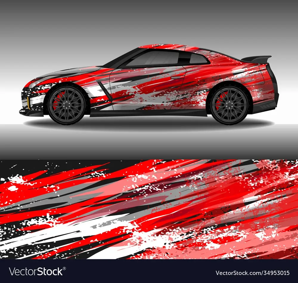 Red Graffiti Car Graphic Decal Full Body Racing Vinyl Wrap Car Full Wrap Sticker Decorative Car Decal Length 400cm Width 100cm