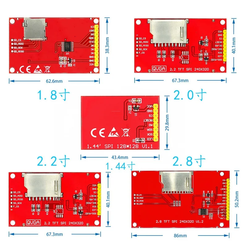2.2/2.4/2.8/3.2/3.5 inch TFT Touch LCD SPI Serial Display Module ILI9341/ILI9488