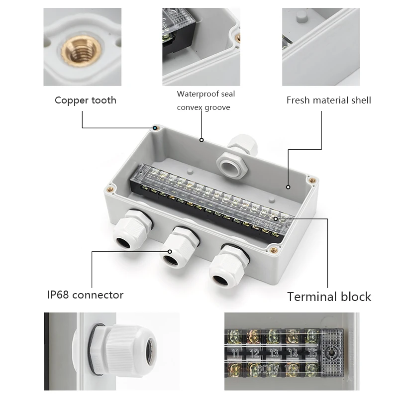 ABS Waterproof terminal box Plastic branch box with terminal cable power supply Outdoor monitoring High power