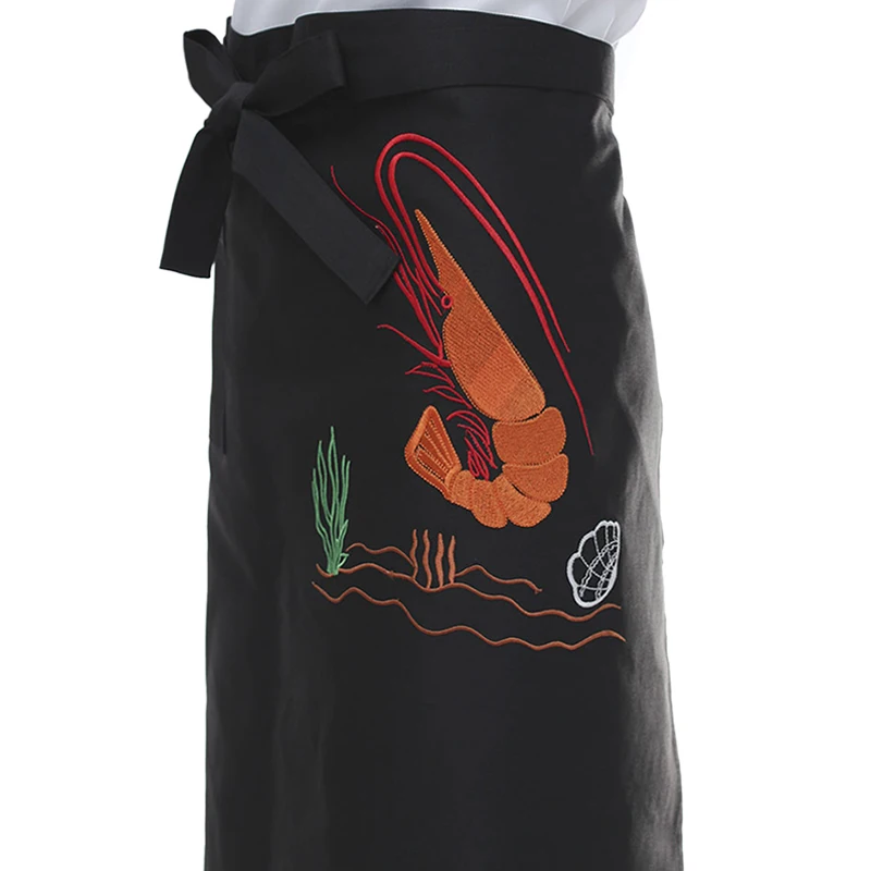 Japanese Style Cuisine Apron Sushi Restaurant Kitchen Waiter Apron Chef Overalls Sushi Uniform Half Waist Embroidered Apron