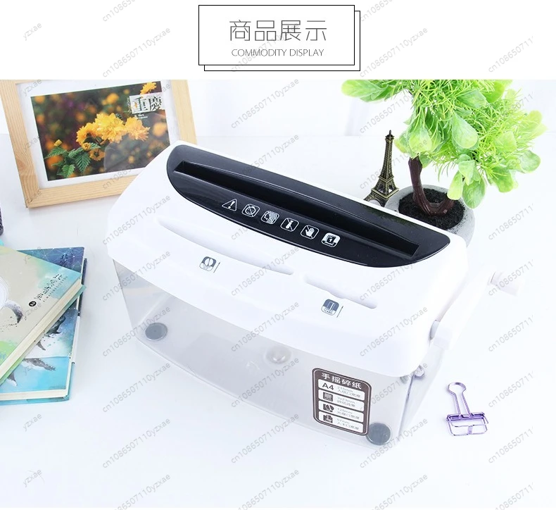 Manual Hand Crank Paper Shredder, Portable Desktop Tool for Home Office, Quiet & No Electricity Needed