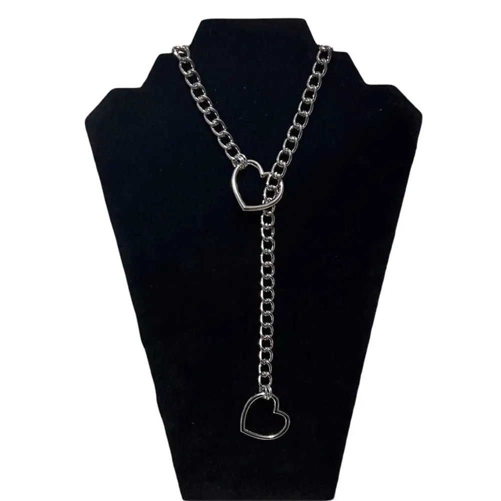 Heart Star Circle O Slip Chain Necklace Retro Punk Metal Chain Necklace Trendy Hip-hop Chain Choker Adjustable Girls Gifts