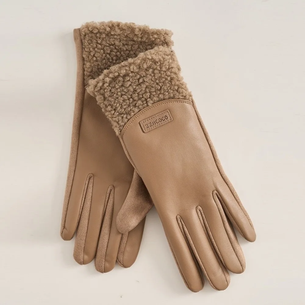 

Новые зимние перчатки из искусственной кожи, теплые варежки для вождения с сенсорным экраном, ветрозащитные, морозостойкие перчатки с сенсорным экраном для девочек