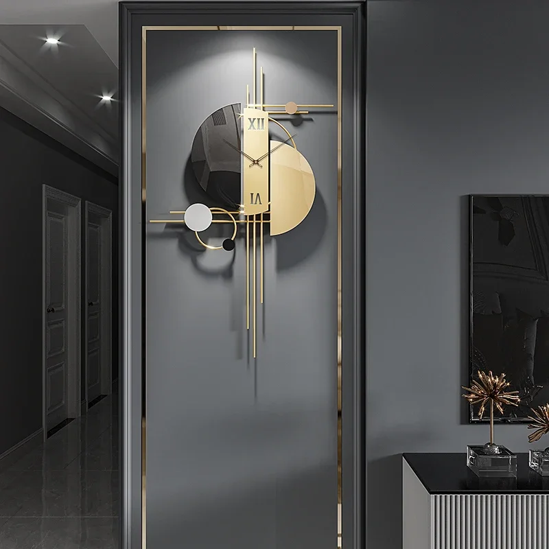 Nordic Home Wall Clock Metal Decorative,Silent Luxury Wall Clock Non-Ticking Big Clocks, Modern Design Living Room Decoration