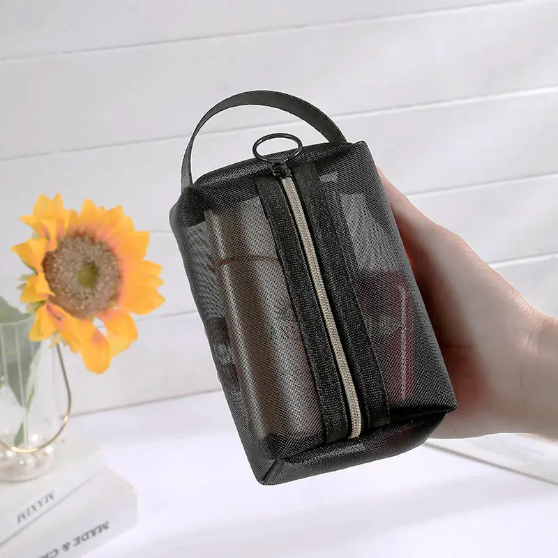 

Semitransparent Nylon Mesh Cosmetic Bag Portable Zipper Makeup Organizer Travel Storage Pouch For Small Objects Accessories