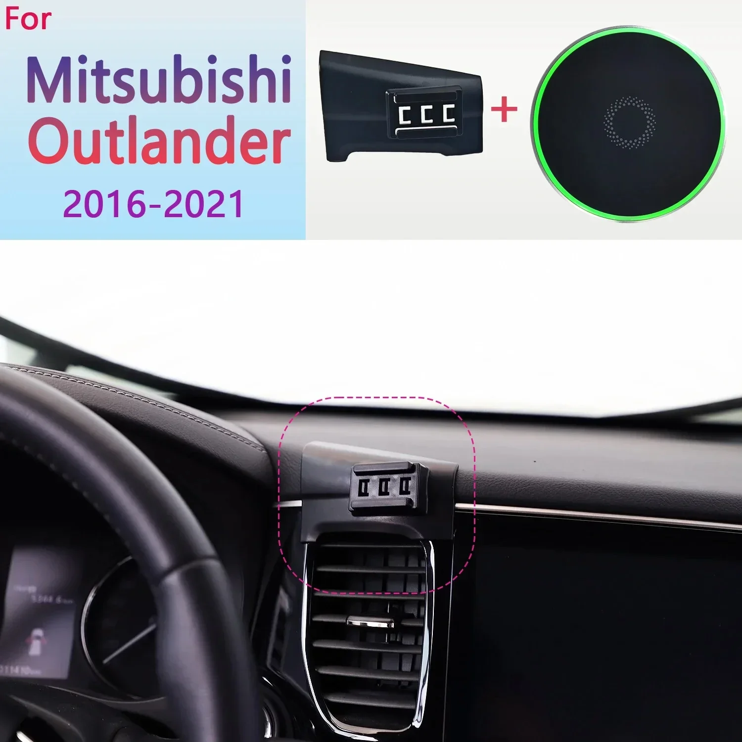 

Magnetic Car Phone Holder For Mitsubishi Outlander 2016 2017 2018 2019 2020 2021 15W Wireless Charging Phone Stand MagSafe Base