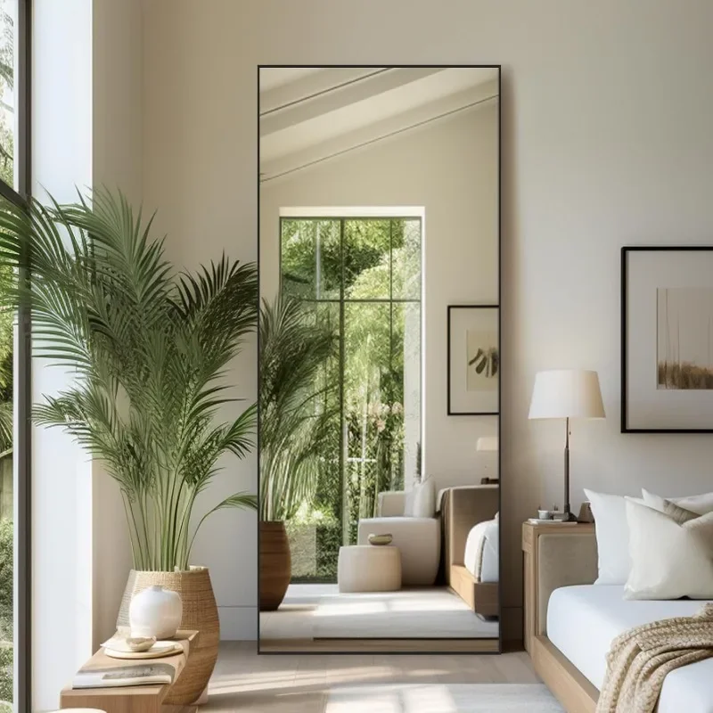 

Black Oversized Rectangle Mirror - Full Length 26" x 71" Large Full Body Dressing Mirror with Stand for Bedroom or Living Room