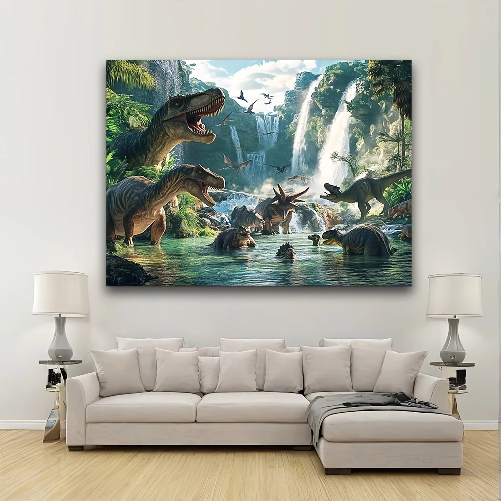 Fotohintergrund zum Thema Jurassic Dinosaur Park – perfekt für Geburtstagsfeiern, Duschen und Osterfeiern, strapazierfähiges Polyester – Detail 1