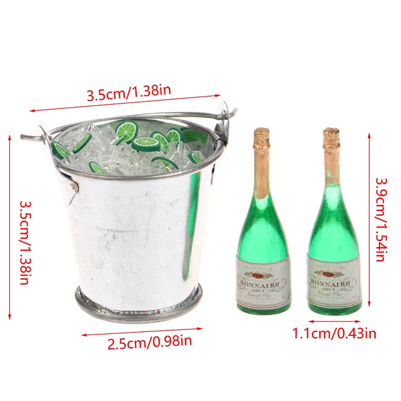 ชุดบาร์ถังน้ำแข็งเบียร์สำหรับบ้านตุ๊กตา 1/12 ของตกแต่งจิ๋ว ของเล่น อุปกรณ์เสริมบ้านตุ๊กตา ของเล่นตกแต่ง