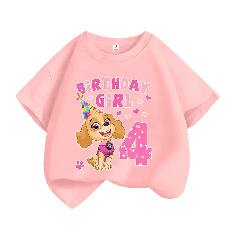 

Anime Character Sky Number 1-10 Printed T-shirt Girl's Clothing Happy Birthday Children's T-shirt Summer Cotton Short Sleeve