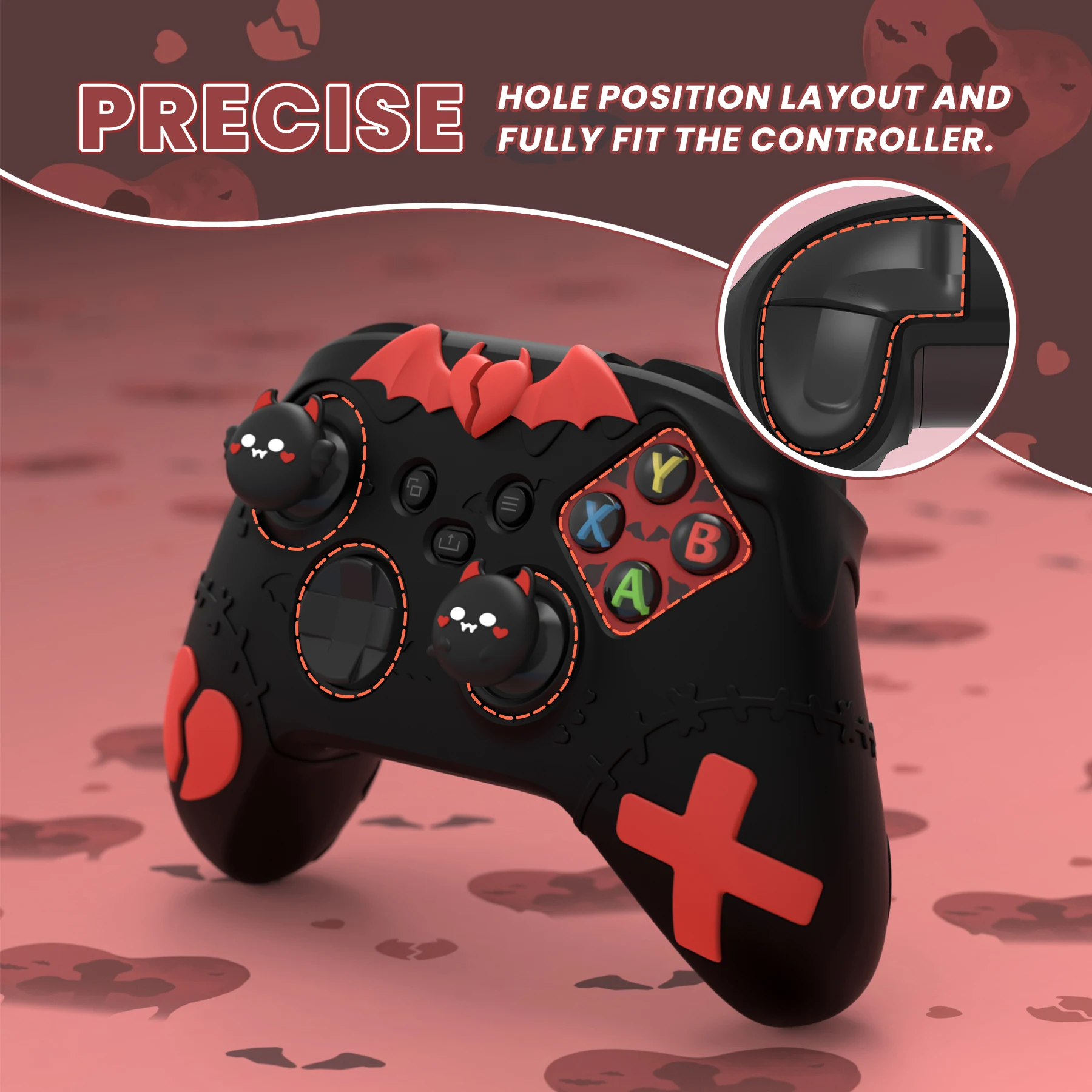 

PlayVital Cute Silicone Case Cover for Xbox Series X & S Controller (Xbox Core Wireless Controller) - Gothic Imp Black