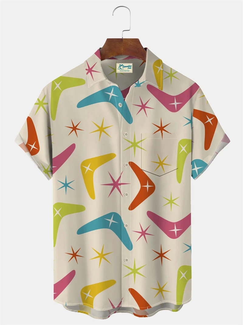 

Новая модная мужская рубашка с коротким рукавом и коктейльным принтом, повседневная летняя верхняя одежда, блузка для открытой вечеринки и отпуска, одежда Harajuku Y2k