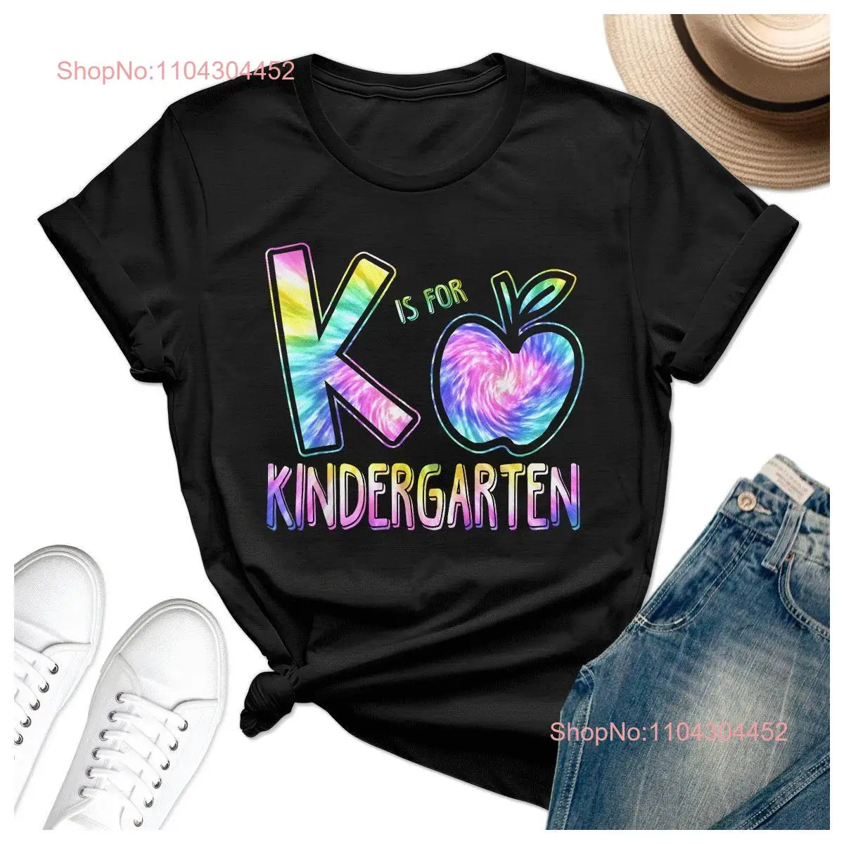 T Shirt K Is For Kindergarten Teacher Tie Dye Back To School Kinder Sleeve Family  long or short sleeves