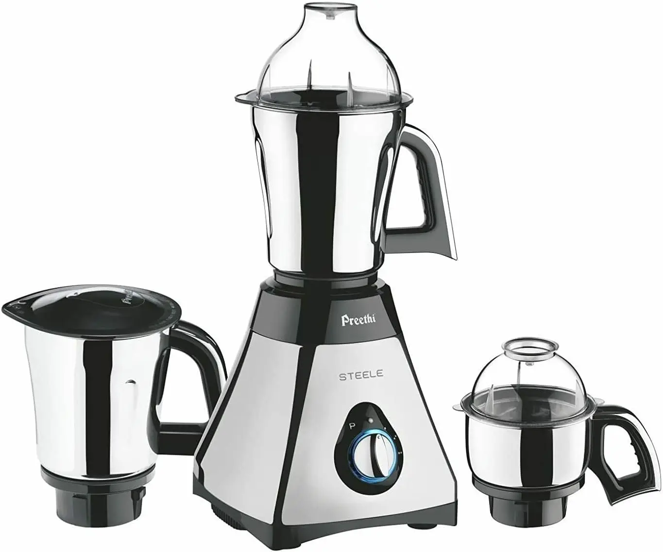 Steele 3-Jar Mixer Grinder, 550-Watt, Silver