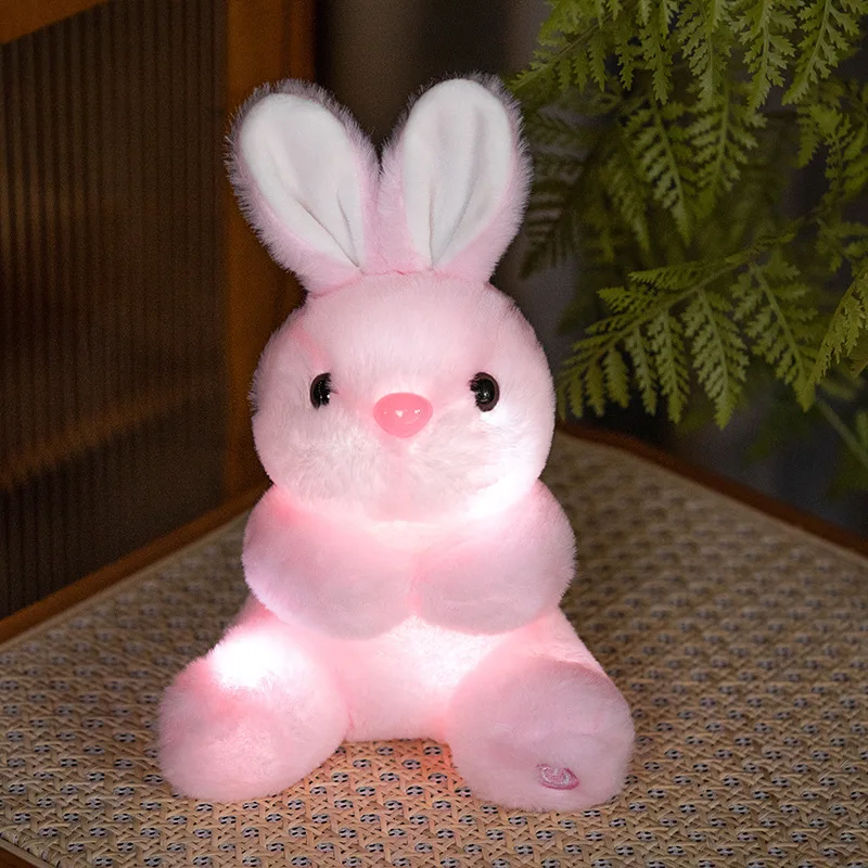 Simpatico coniglietto di peluche illuminato a LED 25CM incandescente coniglio di Pasqua morbido peluche peluche coccoloso giocattolo per bambini regalo per bambini