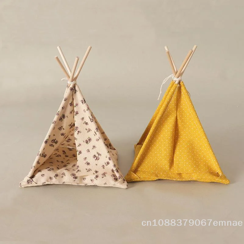

[ZYAS]1 Set Handmade Simulation Miniature Camping Tent Model With Flower Wave Point Pattern 1/12 Doll House Scene Decoration