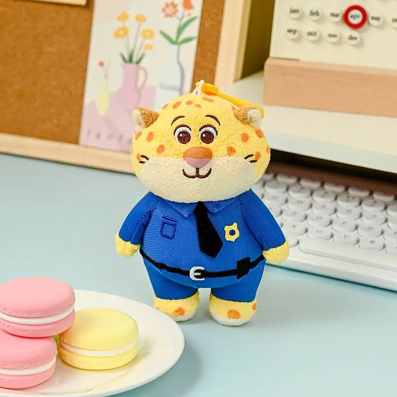 디즈니 오리지널 주토피아 주디와 닉 레오파드 경찰관 라이트닝 Q-참 키체인 가방 참 플러시 장난감 슈퍼 귀여운 휴일 선물