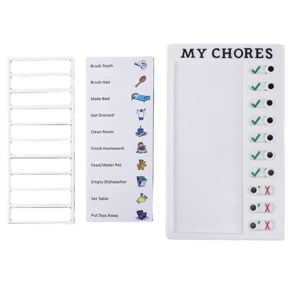 Reusable My Chores Checklist Daily Planner Memo Plastic Board Chore Chart Responsibility Behavior for Kid Self-discipline Card