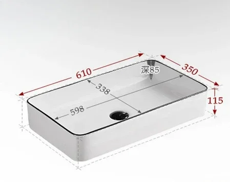 to Arrival Good Quality Ceramic White Wash Basin Black Color Line Rectangular Shape Bathroom Sink HOT SALES