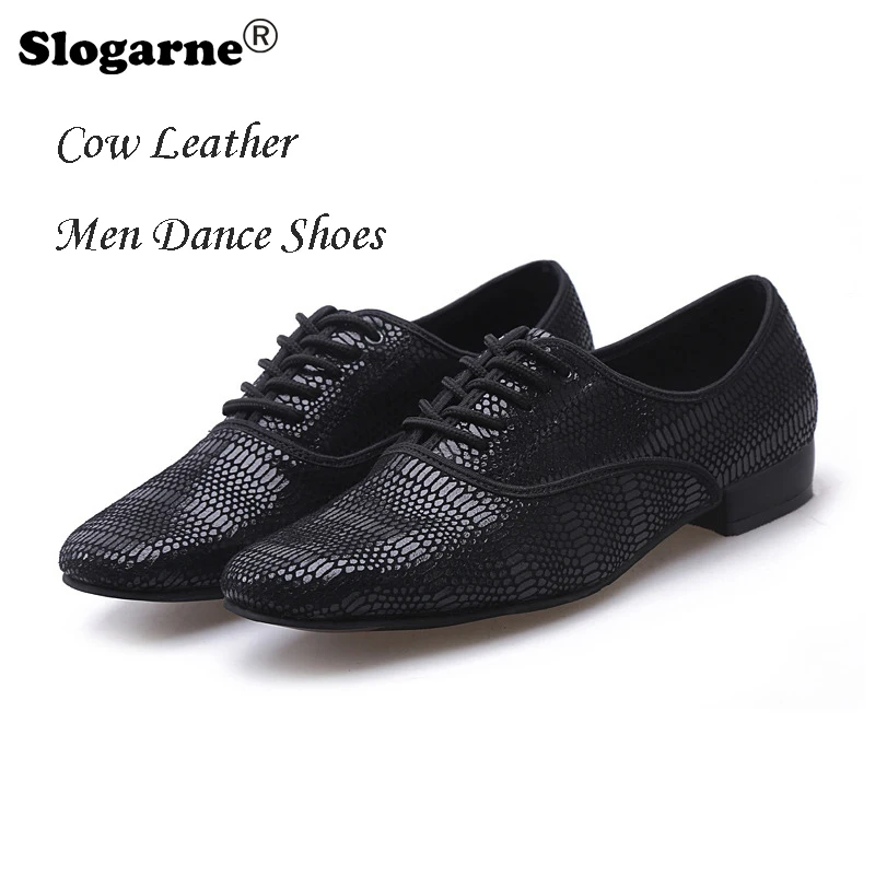 

Cow Leather Waltz Shoes Men Modern Tango Social Ballroom Dance Shoes Soft Fur Sole Male Cowhide Jazz Latin Shoes Large Size 49