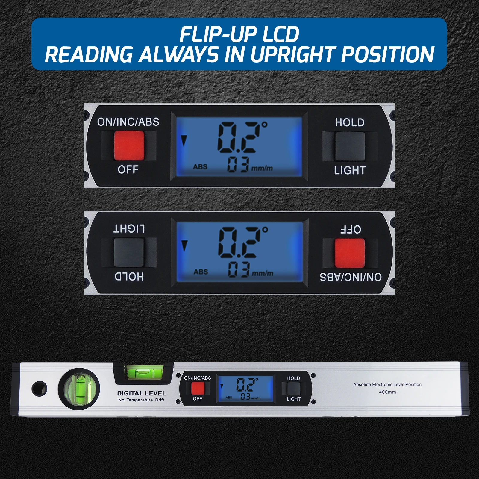 Digital Angle Gauge 360° High-Precision Level with Magnets & Flip Display with 4 Strong Magnets for Carpentry Woordworking