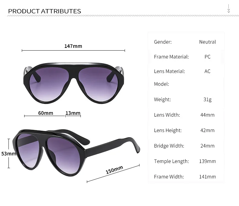 Vintage Markendesigner Flat-Top Piloten-Sonnenbrille für Damen und Herren, Beliebte Luxus-Sonnenbrille, Punk Outdoor-Fahrbrille, UV400-Schutz – Detail 6