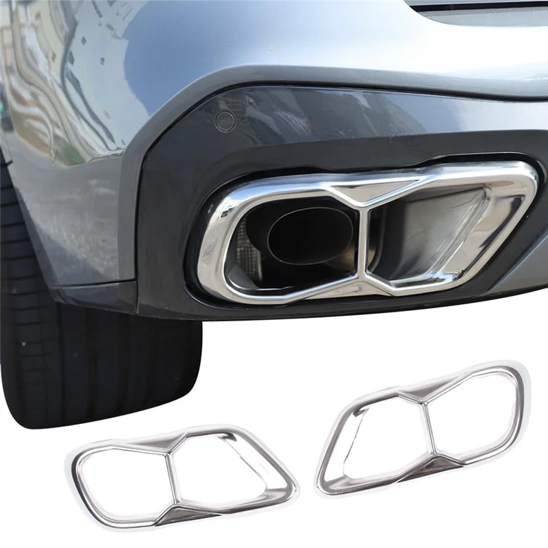 

Car Tail Exhaust Pipe Output Cover Trim For BMW X5 G05 X6 G06 X7 G07 2019-2022 (M60) Silver-T61C