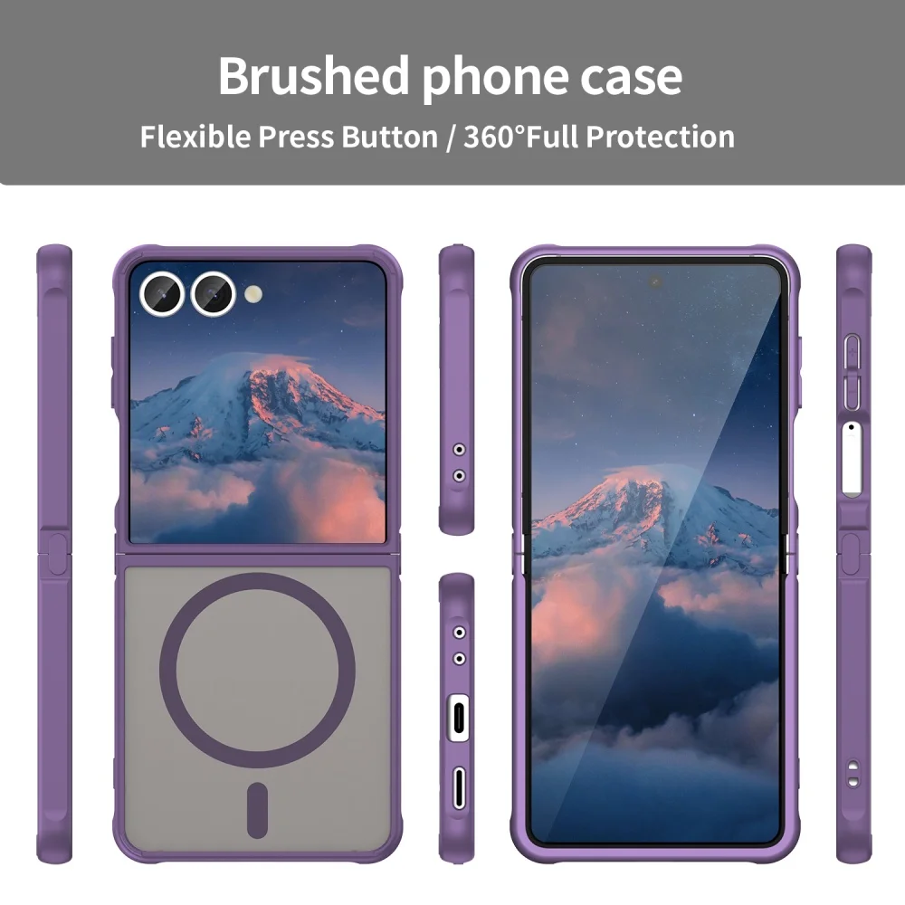 Capa de telefone magnética translúcida fosca para Samsung Galaxy Z Flip7 Flip 3 4 5 6 7 ZFlip6 Magsafe Capa ultrafina de carregamento sem fio