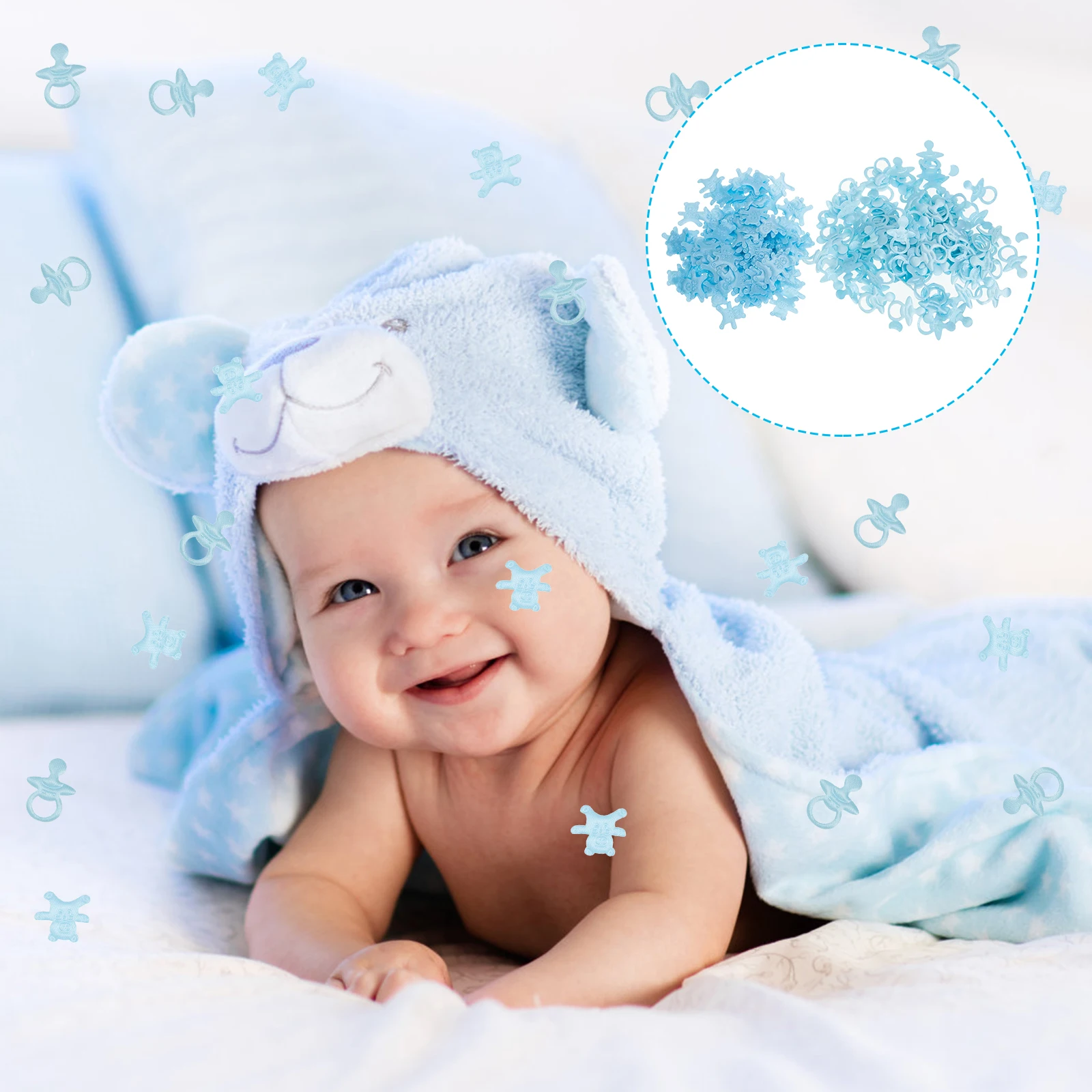 

200 Pcs Decoration Nipple Bear Cloth Sticker Baby Pacifier Decorate Decorations Blue Shower Confetti Props